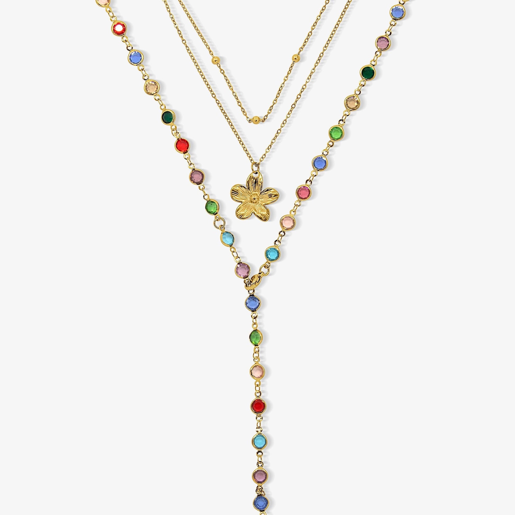 Sunset Glow Rainbow Necklace Set - EVRYJEWELS